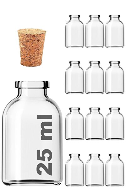 Genel Markalar 20 Adet Mantar Tıpalı Cam Şişe 25 cc