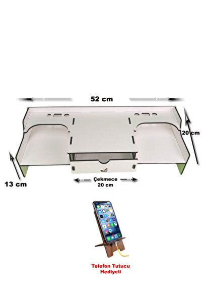 eryatex Monitör Ekran Yükseltici Çekmeceli Çok Amaçlı Organizer Stand