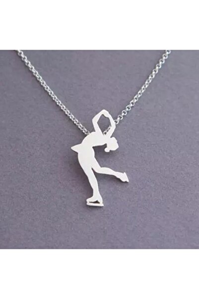 BERCHINE Kadın Beyaz Artistik Patinaj Buz Pateni Gümüş Kolye