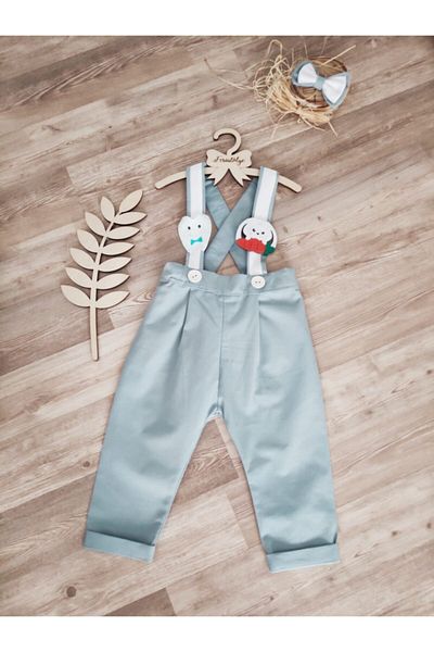 Feriatolye Light Blue Tooth Wheat Baby Boy Pants Salopet