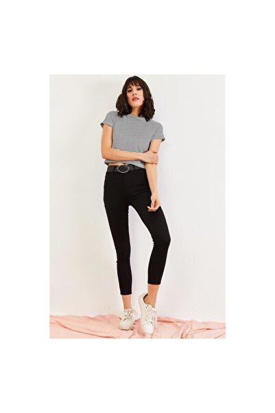 Livik بنطال جينز دينم أسود غير باهت للنساء