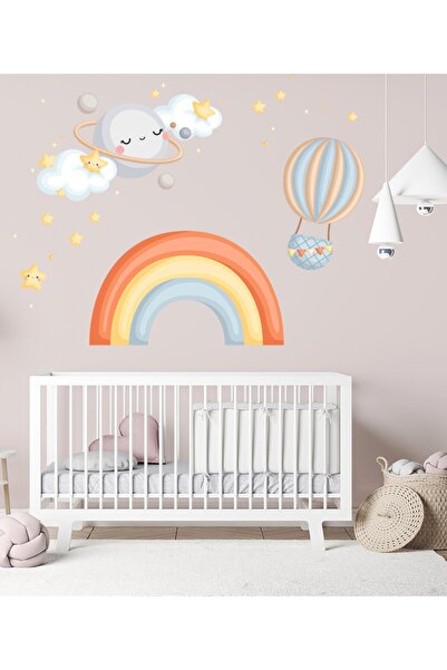 Sticker Sepetim Cute Moon Cloud, Rainbow and Stars Children's Room Multi-Purp...