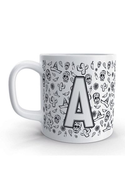 Rock'n Fox Letter A Skull Mexico Skull Design Letter Mug Cup