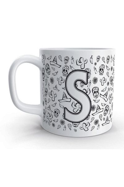 Rock'n Fox Letter S Skull Mexico Skull Design Letter Mug Cup