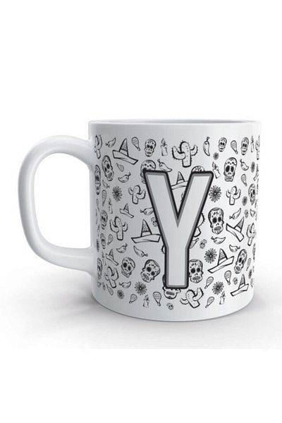 Rock'n Fox Letter Y Skull Mexico Skull Design Letter Mug