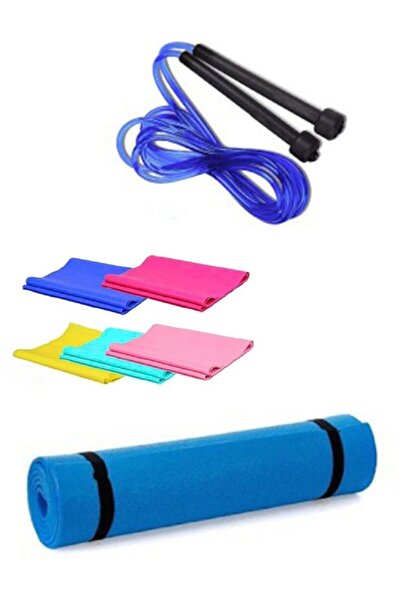 REDZEUS Mavi Pilates Matı - Pilates Minderi + Pilates Bandı + Uzunluk Ayarlı ...