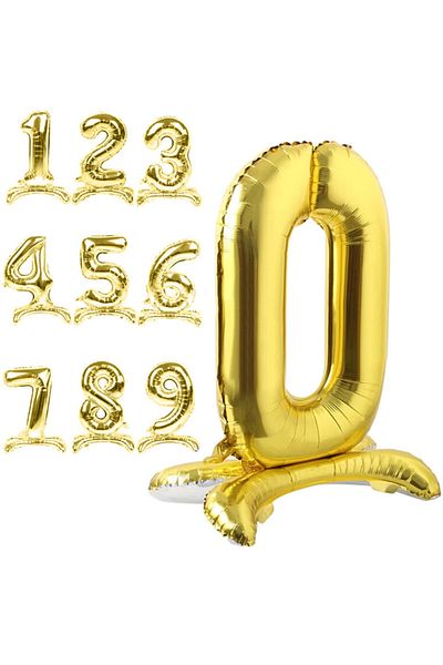 Kazanabil Gold Colored Footed Foil Balloon Figures 1
