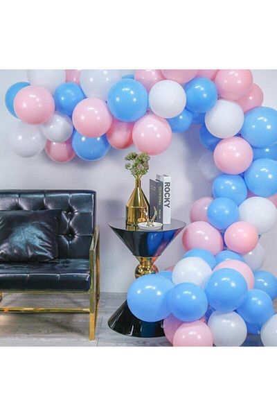 LOTUS PARTY 50 Pieces Metallic Blue Pink White Balloon Chain