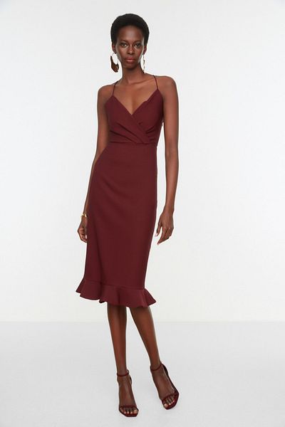Trendyol Collection Detailní večerní šaty se švestkou TPRSS19BB0043