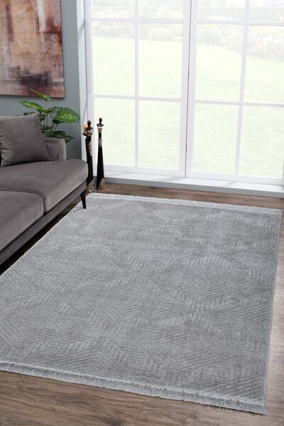 Giza Home Pandora Açık Gri Modern Peluş Oturma Odası ve Salon Halısı 1176-RR22