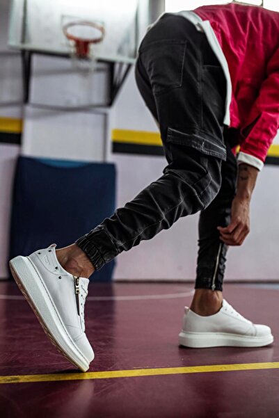 Mida Shoes Casual White Leather Men's Sneakers