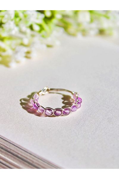 Mıçı takı silver Amethyst Natural Stone Special Design Ring
