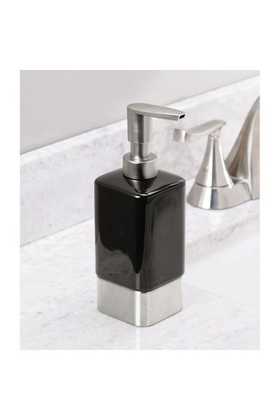 Bosphorus Liquid Soap Dispenser Cocoa Brown Colored Porcelain Long 7x7x19cm 400ml