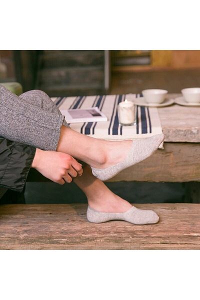 Meguca Socks Унисекс памучни сиви балерини чорапи 12 чифта