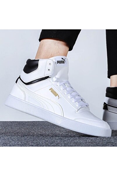 Puma Shuffle Mid - Erkek Beyaz - Siyah-bilekli Spor Ayakkabı - 380748 01