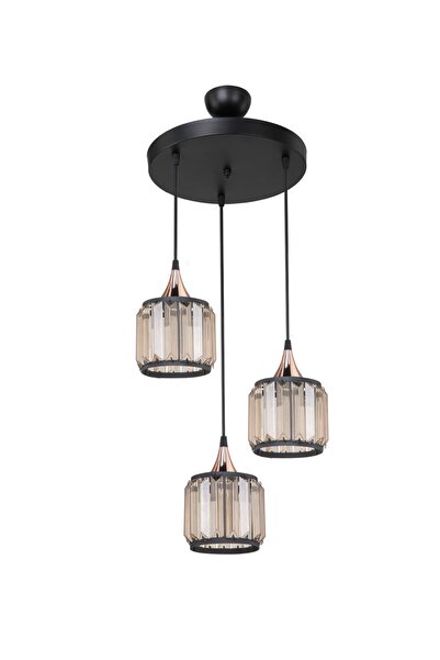 manogrup avize aydınlatma Haliç 3lü Çember Avize Siyah / Bakır