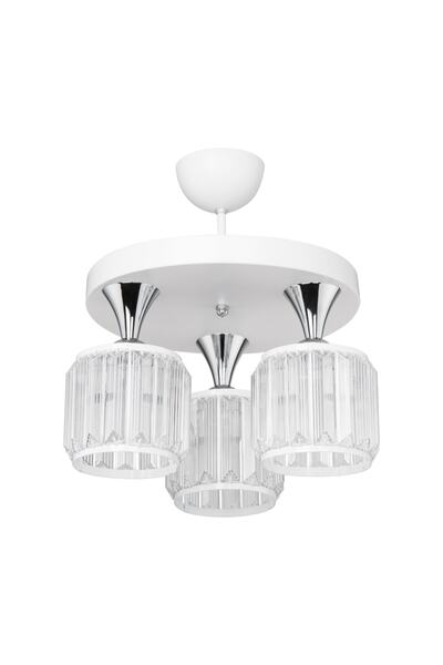 manogrup avize aydınlatma Haliç 3lü Plafonyer Avize Beyaz / Krom