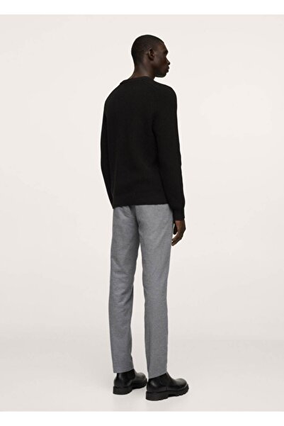 MANGO Man Erkek Açık Kırçıllı Gri Dar Kesim Koton Pantolon