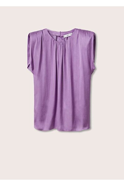 MANGO Woman Women's Lilac Padded Satin Blouse