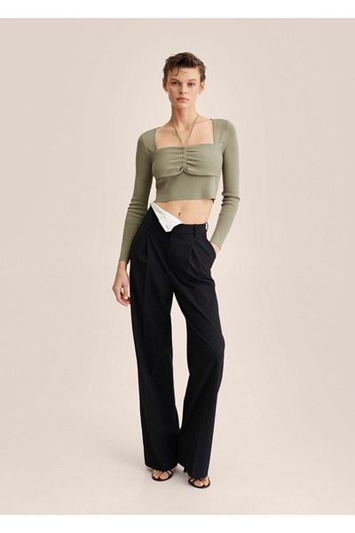 MANGO Woman Shirring Detailed Sweater