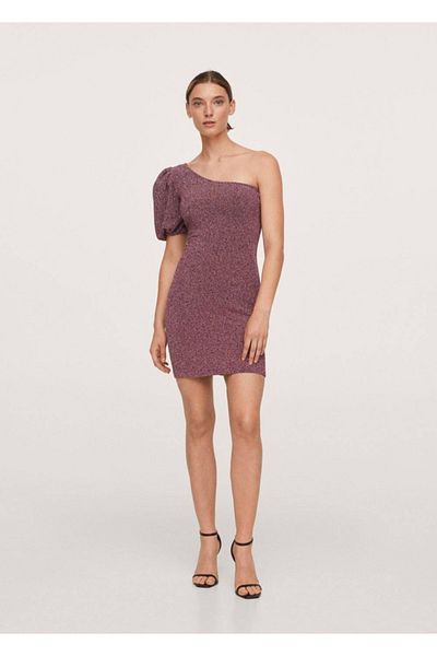 MANGO Woman Rochie țesută strălucitoare