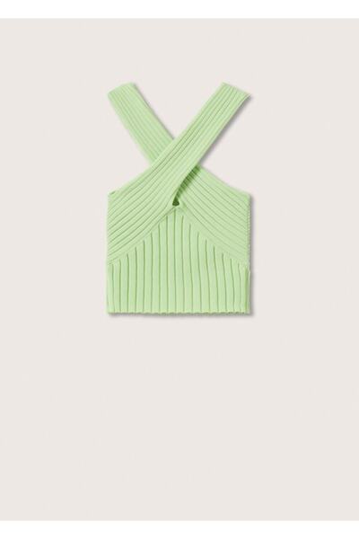 MANGO Woman Kadın Pastel Yeşil Fitilli Çapraz Üst