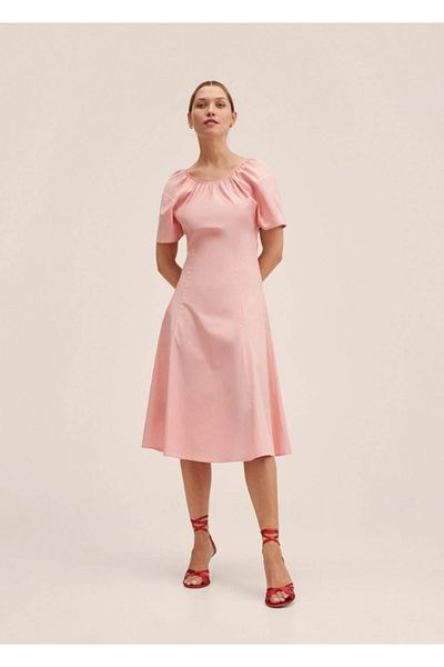 MANGO Woman Rochie din bumbac cu guler adunat