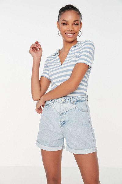 Trendyol Collection Shorts - Blue - High Waist