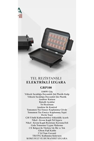 Regron Tel Residanslı Elektirikli Telli Avrasya Mangal & Barbekü Dumansız Izgara