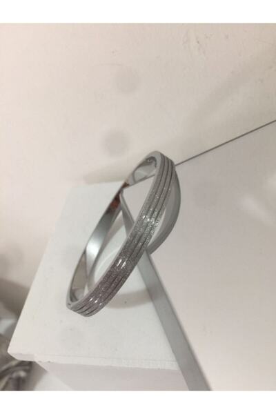 Ankı Striped Silvery Silver Color Steel Bracelet