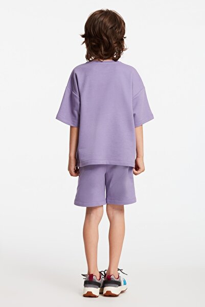 GRIMELANGE Bogota Örme Comfort Fit Eşofman Takımı Nakışlı/işlemeli Mor Yuvarlak Yaka