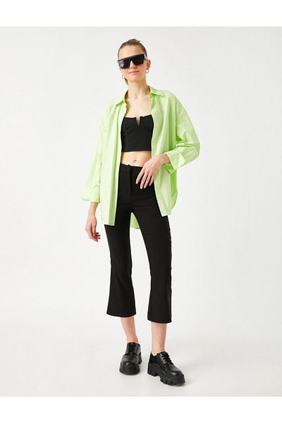 Koton High Waist Crop Flared Trousers