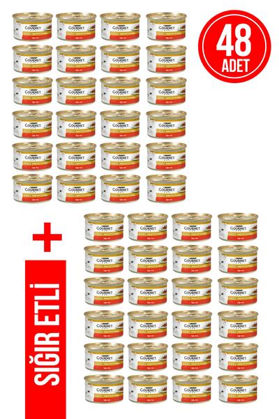 Gourmet Kıyılmış Sığır Etli Premium Kedi Konservesi Ekonomik Paket / 85gr X 4...
