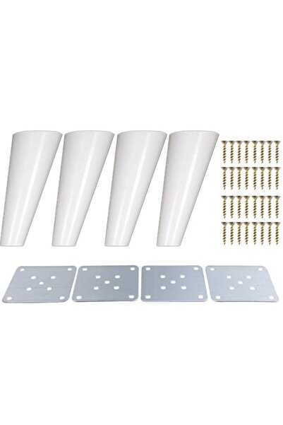 TepeAks Wood Conical Leg - Furniture, Sofa, TV Unit Compatible - 10 Cm White ...