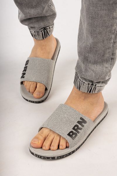 StWenn Men's Gray Non-Slip Slippers Soft Silicone Sole Beach Slippers