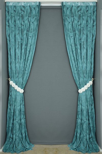 AKÇA TEKSTİL Sword Model Petrol Green Color Single Wing Ready Planted Pleated Background Curtain 75*260 Cm