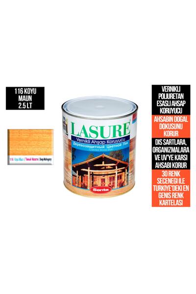Senta Lasure Ahşap Koruyucu Vernik 2.5 Lt 116 Koyu Maun(PİNOTEKS VERNİK) (rul...