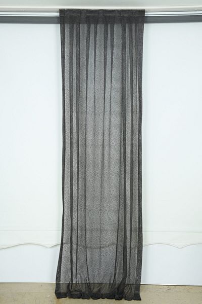 AKÇA TEKSTİL Striped Model Anthracite Color Single Wing Ready-made Planted Pleated Background Curtain 75*260 Cm