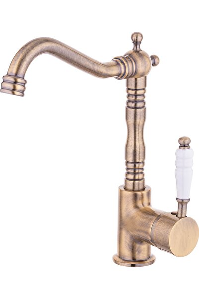 KUSTAR Verona Antik Kaplama Porselen Kollu Te Mix Mutfak Evye Lavabo Bataryası