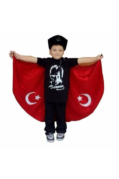 Annee Bakk Ay-yıldız Türk Bayrağı Pelerin Çift Taraflı