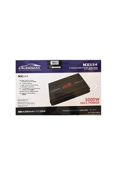 AUDİOMAX Mx-534 3000watt 4 Kanal Stereo Araç Tesisat Amfisi 534-mx