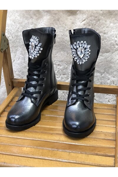 KAFKASLAR Women's Shiny Stone Embroidered New Trend Boots Model Boots