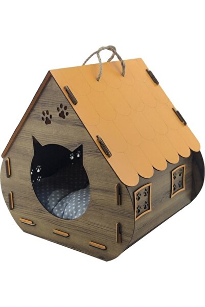 Genel Markalar Ahşap Dekoratif Kedi Evi/yatağı Hobbit Model Turuncu