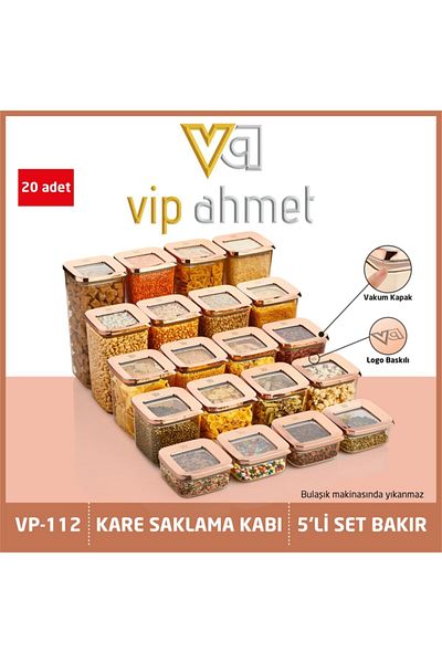VİP AHMET 20 قطعة من حاوية تخزين النحاس المربعة المفرغة، 20 قطعة من حاوية البقوليات، مكنسة فائقة