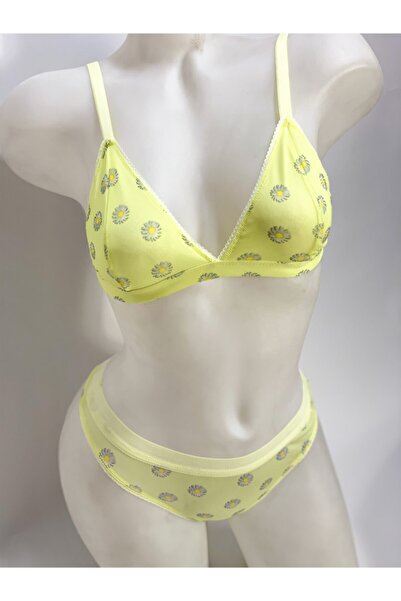 TARZ MARKA SEMİH Koza Tül Papatya Desenli Sütyen Takım