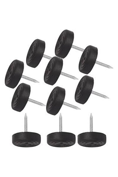 ARON (30 Adet ) Plastik (SİYAH) Poligirit Çivili Tapa Masa Sandalye Sehpa Ayak Zemin Koruyucu Çap 1.5cm