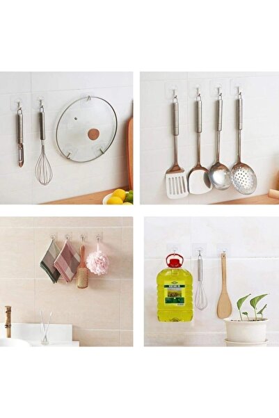 For Prime Multi-Purpose Transparent Self-Powered Adhesive Hanger 5 Pieces