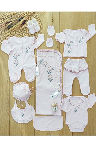 Eda Baby Fırfırella Baby Girl Hospital Discharge Set of 10 Pink