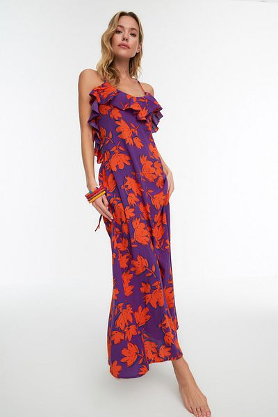 Trendyol Collection Virágmintás Maxi Woven Flounce strandruha TBESS19WY0004