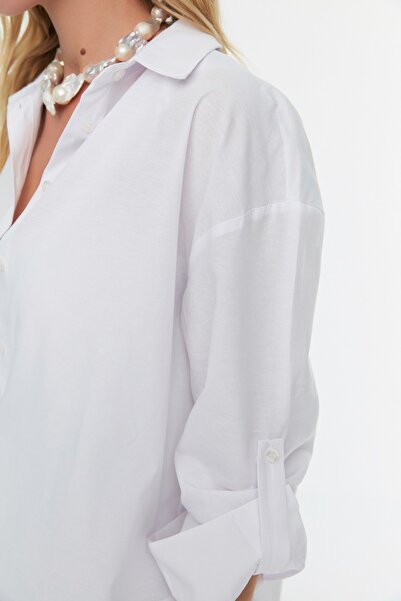 Trendyol Collection Strandbekleidung Weißes gewebtes Hemdkleid TBESS22GO0664